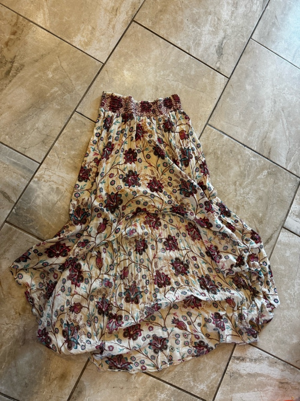 Denim & Supply Ralph Lauren Cream Floral High-Low Maxi Skirt
